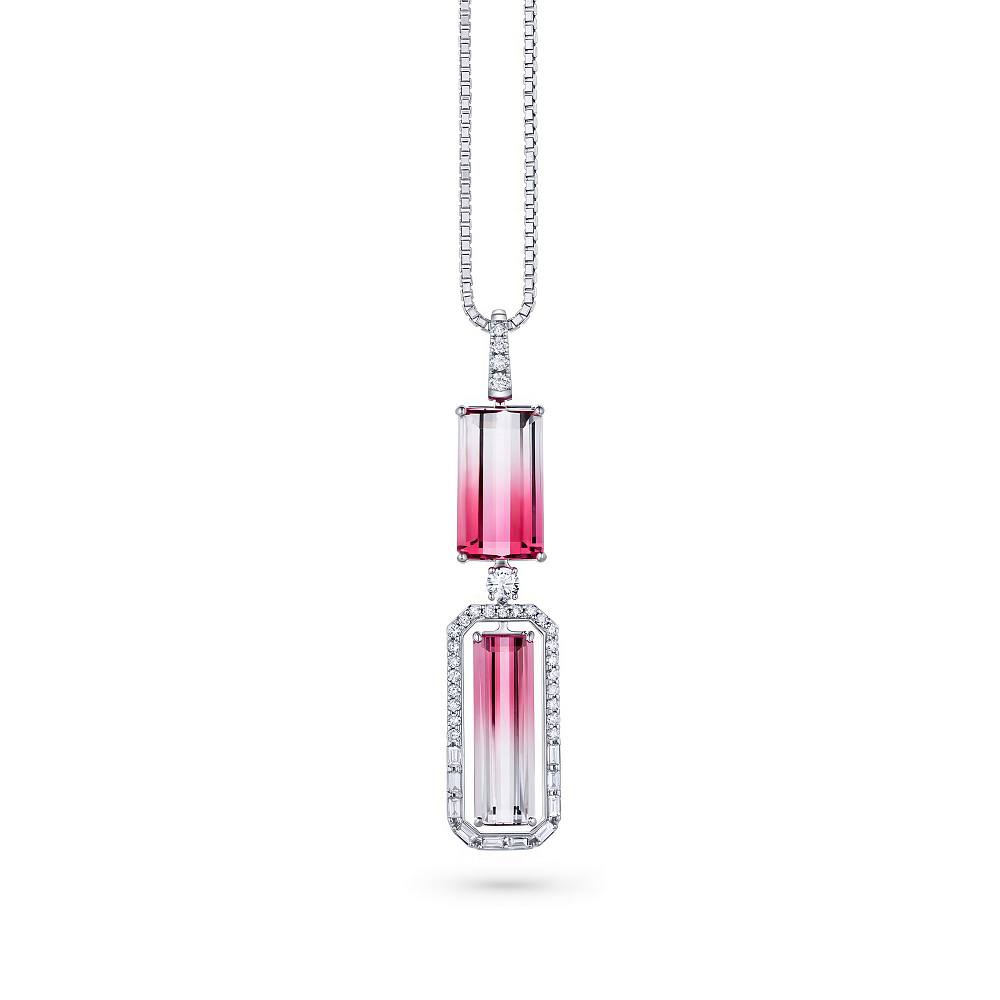 Pendant with polychrome tourmalines and diamonds картинка 1