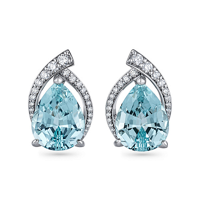 Earrings with aquamarines and diamonds