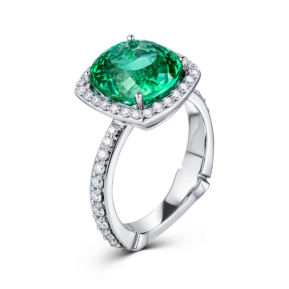Ring with green tourmaline and diamonds картинка 2