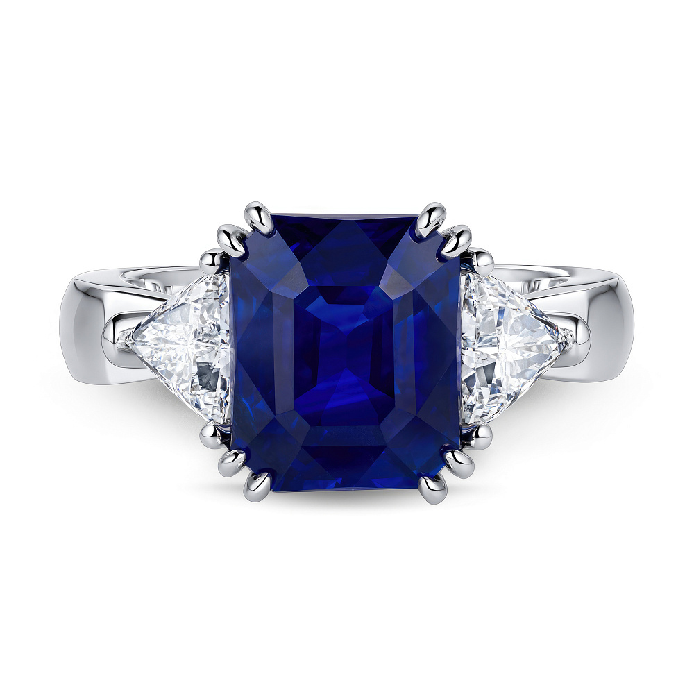 Ring with Royal Blue sapphire and diamonds картинка 1