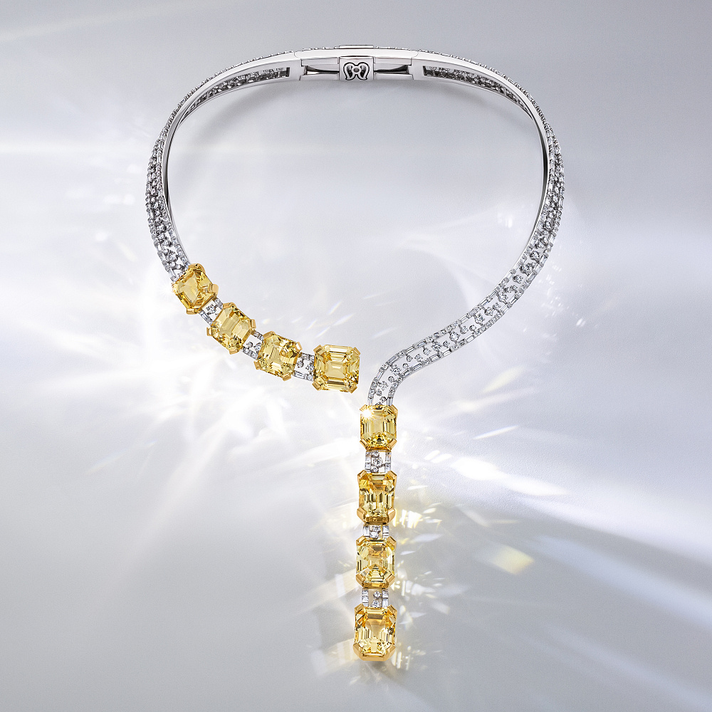 Necklace with yellow sapphires and diamonds картинка 3
