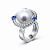 Ring with South Sea pearl, blue sapphires, and diamonds
