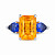 Ring with spessartines, sapphires, and diamonds