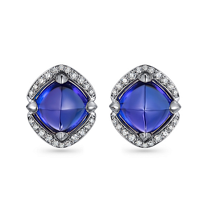 Earrings with tanzanites and diamonds