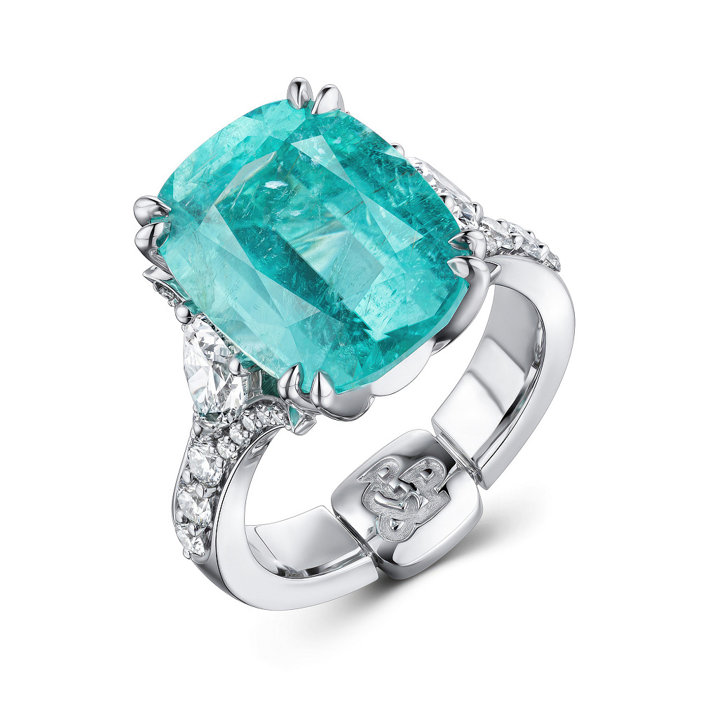 Ring with paraiba tourmaline and diamonds картинка 2