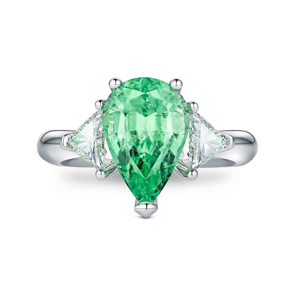 Ring with paraiba tourmaline and diamonds картинка 1