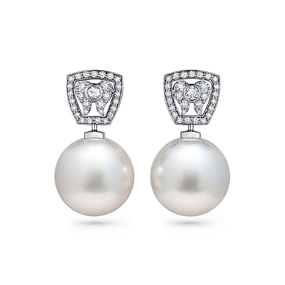 Earrings with South Sea pearls and diamonds