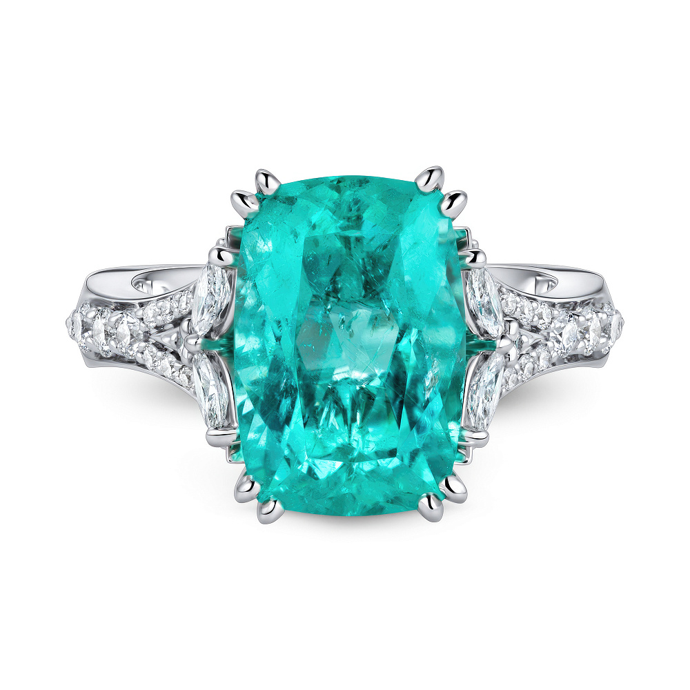 Ring with paraiba tourmaline and diamonds картинка 1