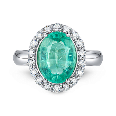 Ring with paraiba tourmaline and diamonds