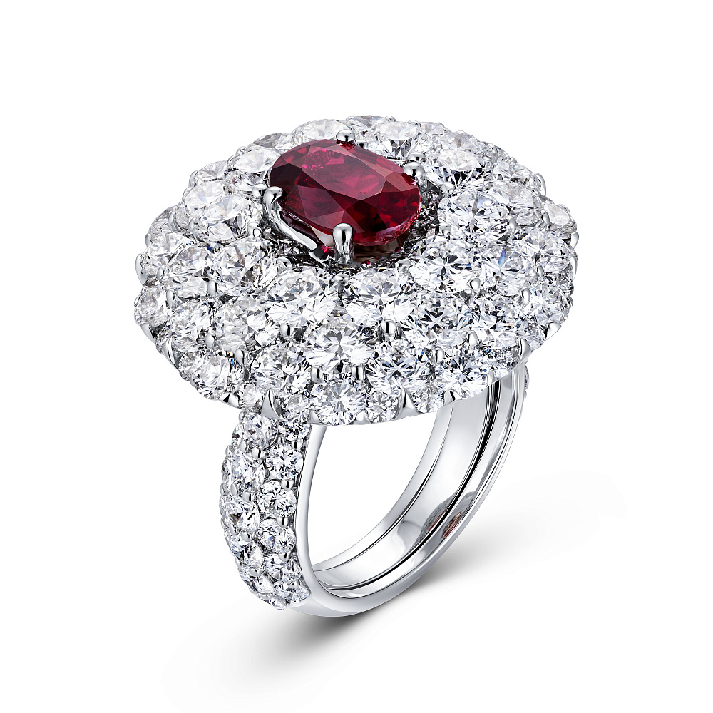 Ring with ruby and diamonds картинка 1
