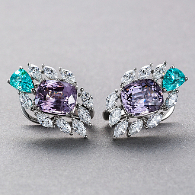 Earrings with spinels, paraiba tourmalines and diamonds