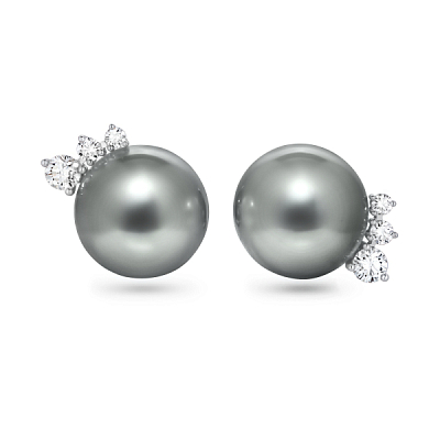 Earring with Tahitian pearl and diamonds