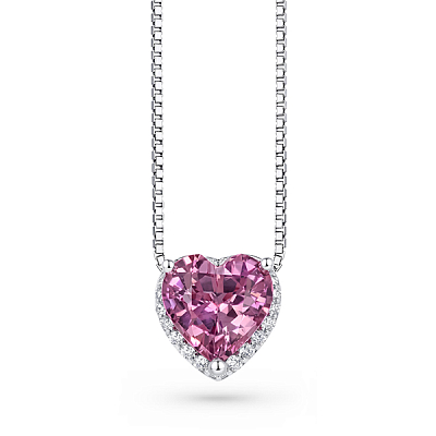 Pendant with rubellite heart and diamonds 