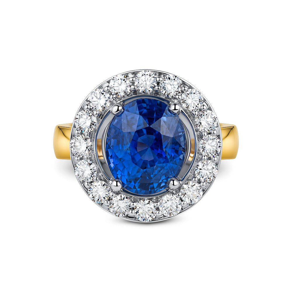 Ring with blue sapphire and diamonds картинка 1