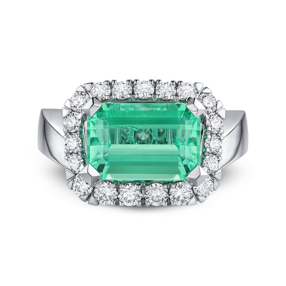 Ring with paraiba tourmaline and diamonds картинка 1