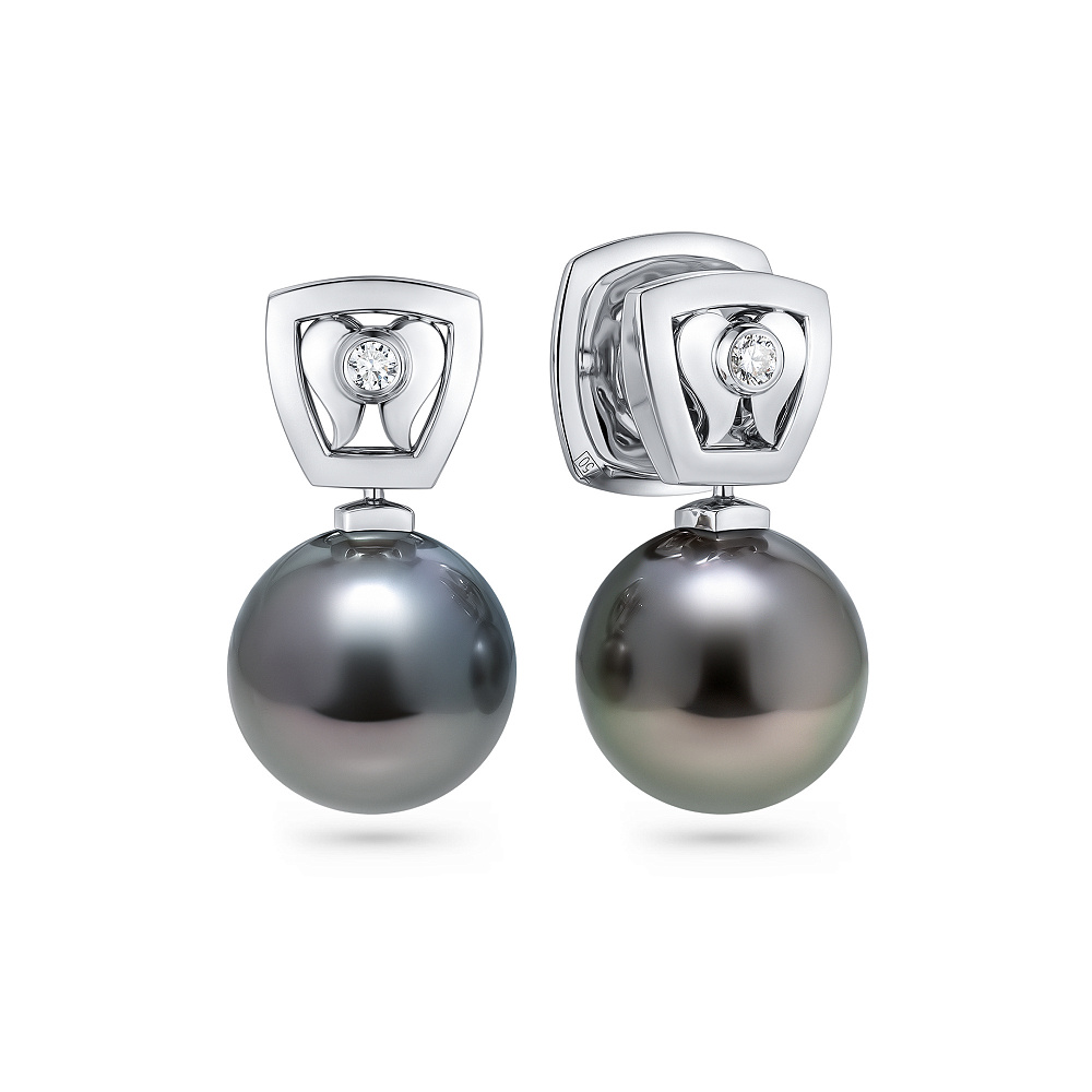 Earrings with Tahitian pearls and diamonds картинка 2