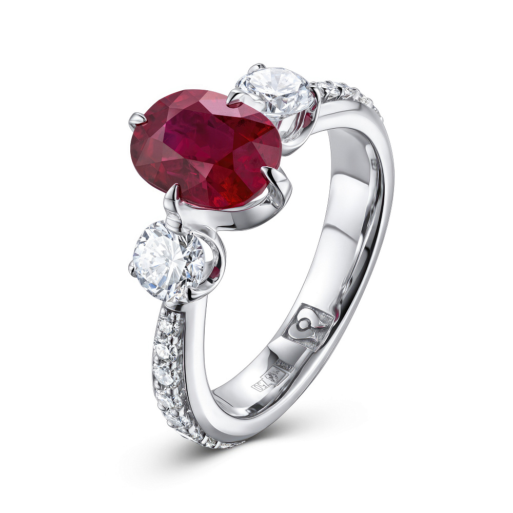 Ring with ruby and diamonds картинка 2
