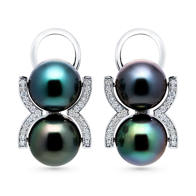 Earrings with Tahitian pearls and diamonds