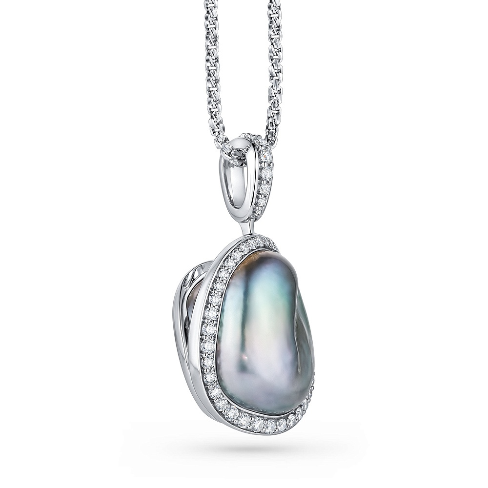 Pendant with Tahitian baroque pearl and diamonds картинка 2