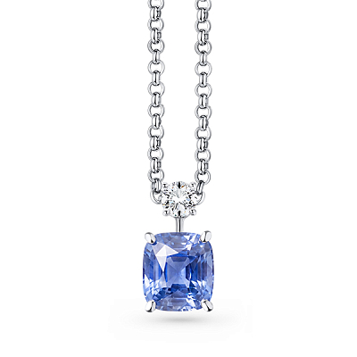 Pendant with sapphire and diamond