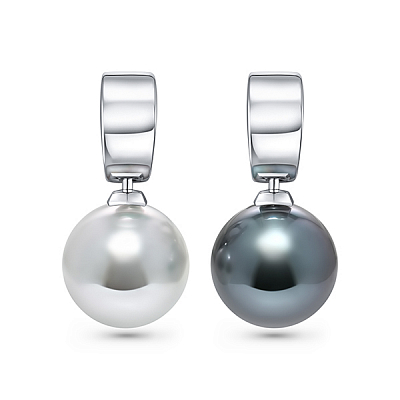 Earrings with South Sea and Tahitian pearls