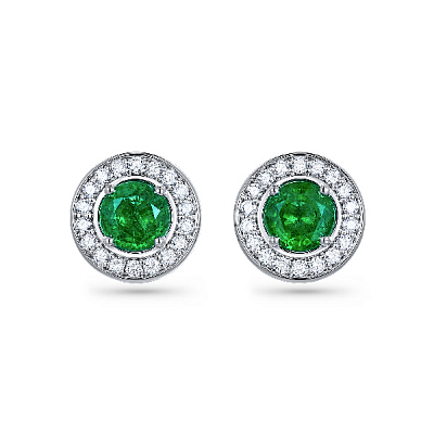 Earrings with emeralds and diamonds