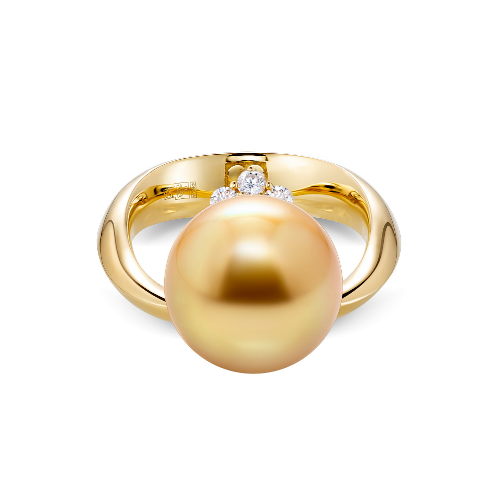 Ring with golden South Sea pearl and diamonds картинка 2