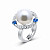 Ring with South Sea pearl, blue sapphires, and diamonds