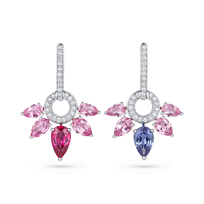 Earrings with spinel, sapphires and diamonds