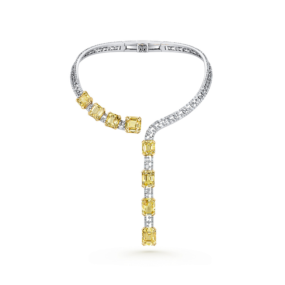 Necklace with yellow sapphires and diamonds картинка 1
