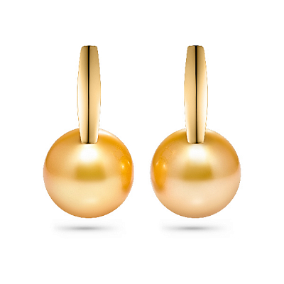 Earrings with golden South Sea pearls and diamonds