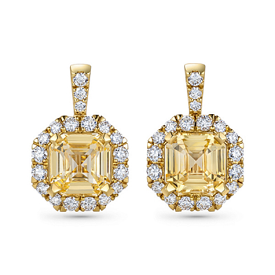 Earrings with yellow sapphires and diamonds