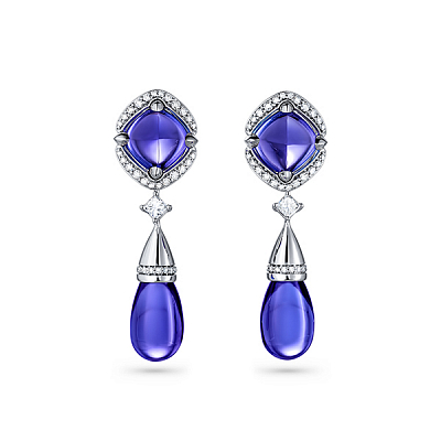 Earrings with tanzanites and diamonds