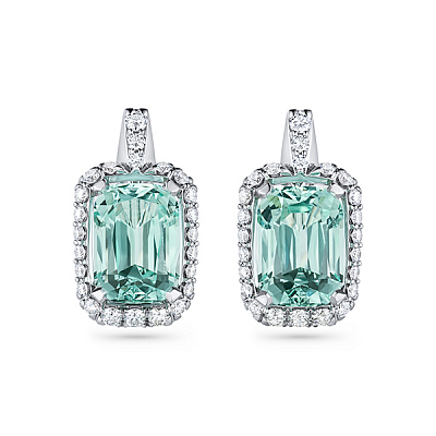 Earrings with beryls and diamonds