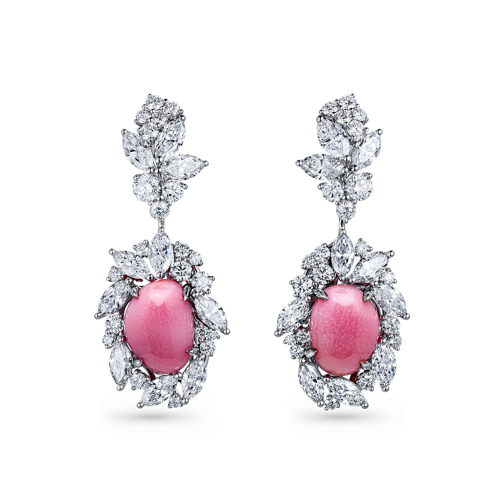 Earrings with conch pearls and diamonds картинка 1