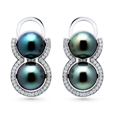 Earrings with Tahitian pearls and diamonds