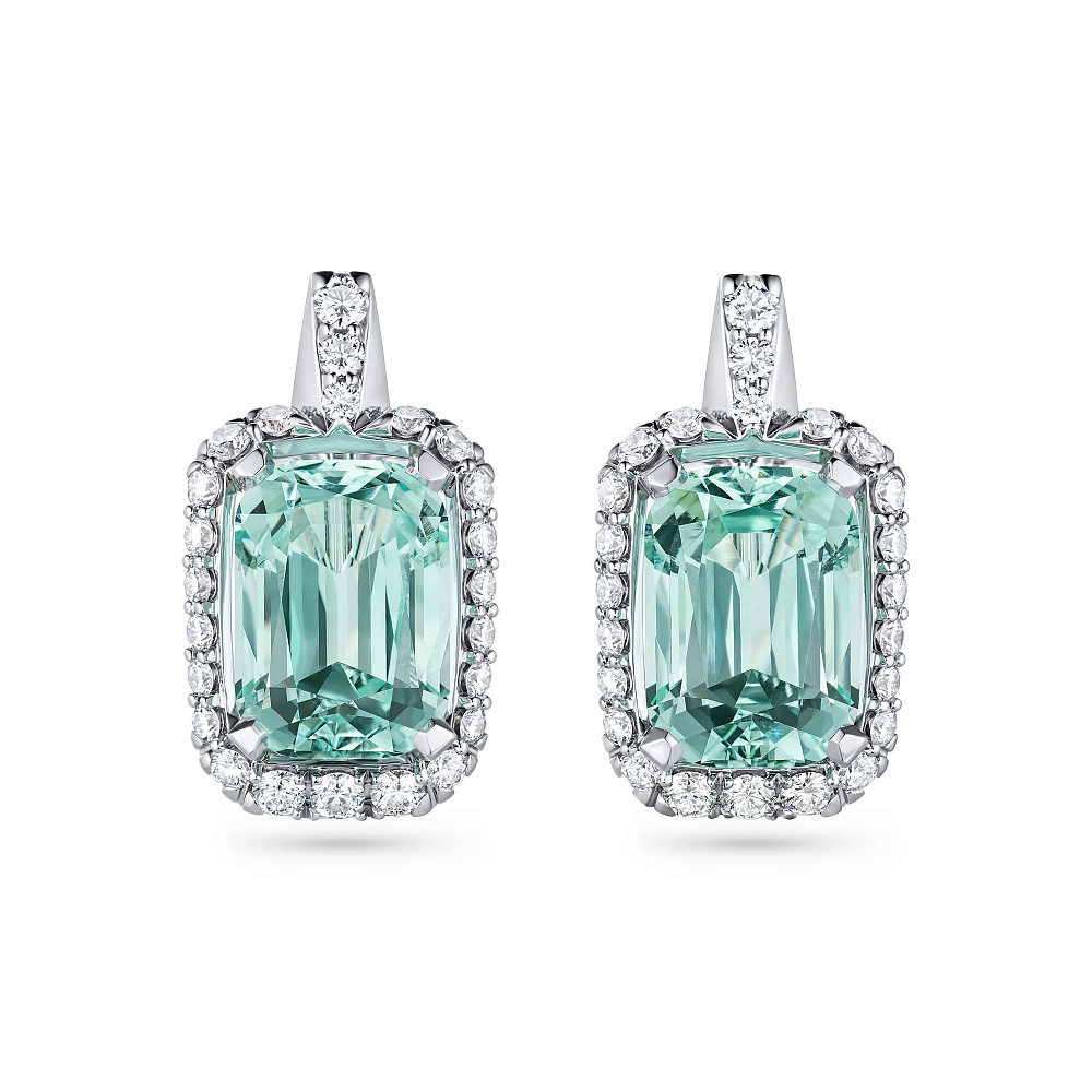 Earrings with beryls and diamonds картинка 1