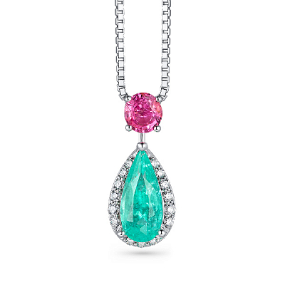 Pendant with pink spinel, paraiba tourmaline and diamonds