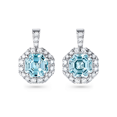 Earrings with aquamarines and diamonds