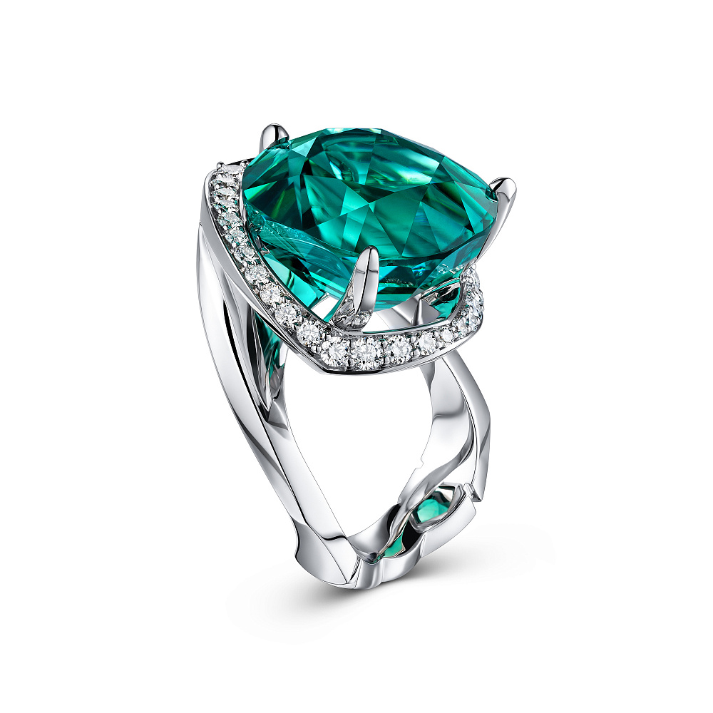  Ring with indicolite tourmaline and diamonds картинка 2