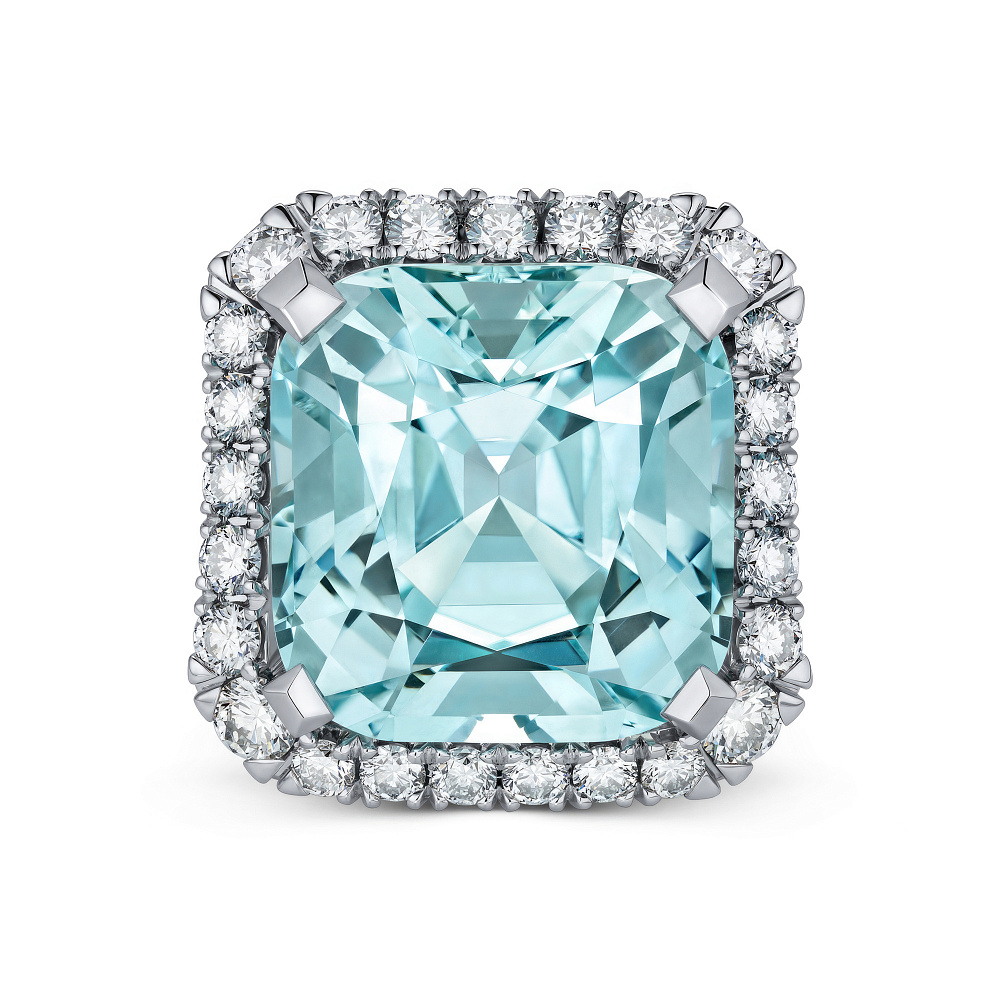  Ring with aquamarine and diamonds картинка 1