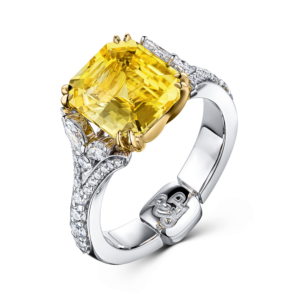 Ring with yellow sapphire and diamonds картинка 2