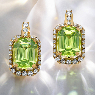 Earrings with peridots and diamonds