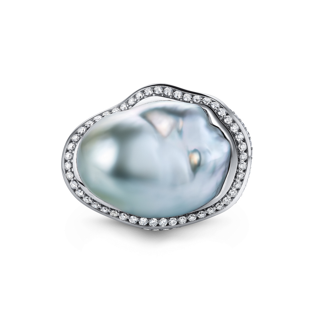 Ring with South Sea baroque pearl and diamonds картинка 2