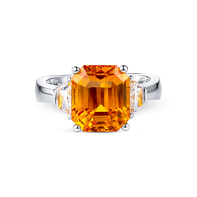 Ring with yellow sapphire and diamonds
