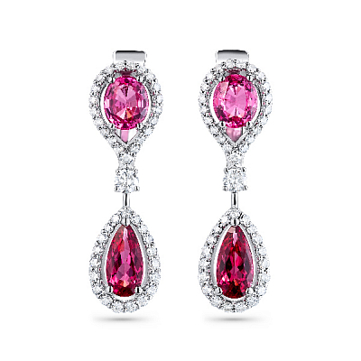 Earrings with spinels and diamonds