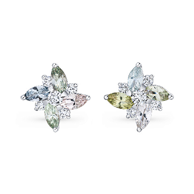 Stud earrings with sapphires and diamonds