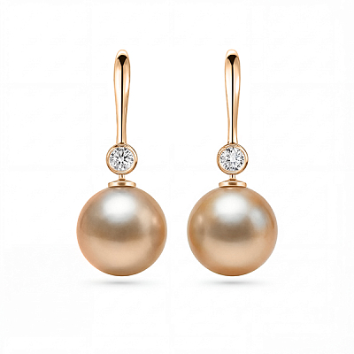 Earrings with freshwater pearls and diamonds