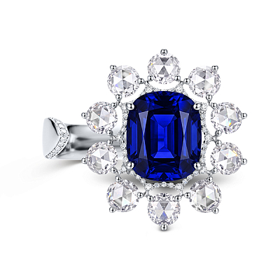 Ring with tanzanite rose cut and diamonds
