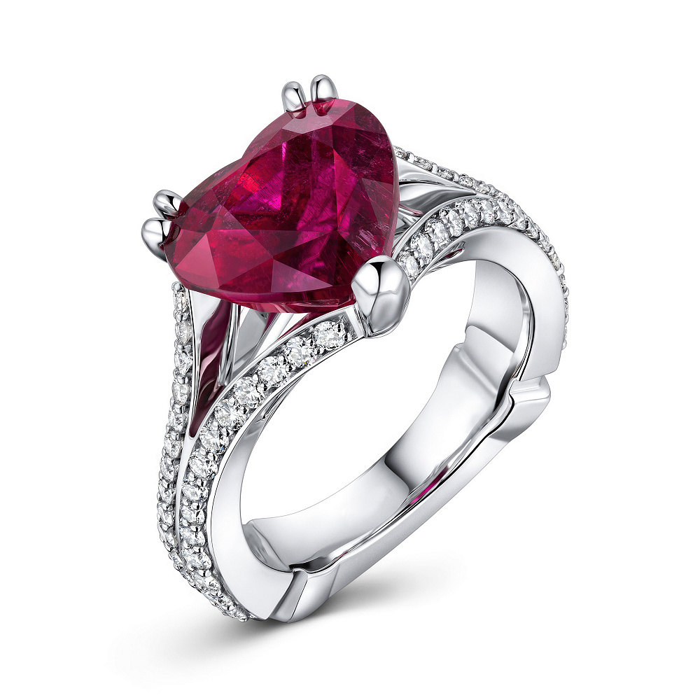 Ring with rubellite tourmaline and diamonds картинка 2